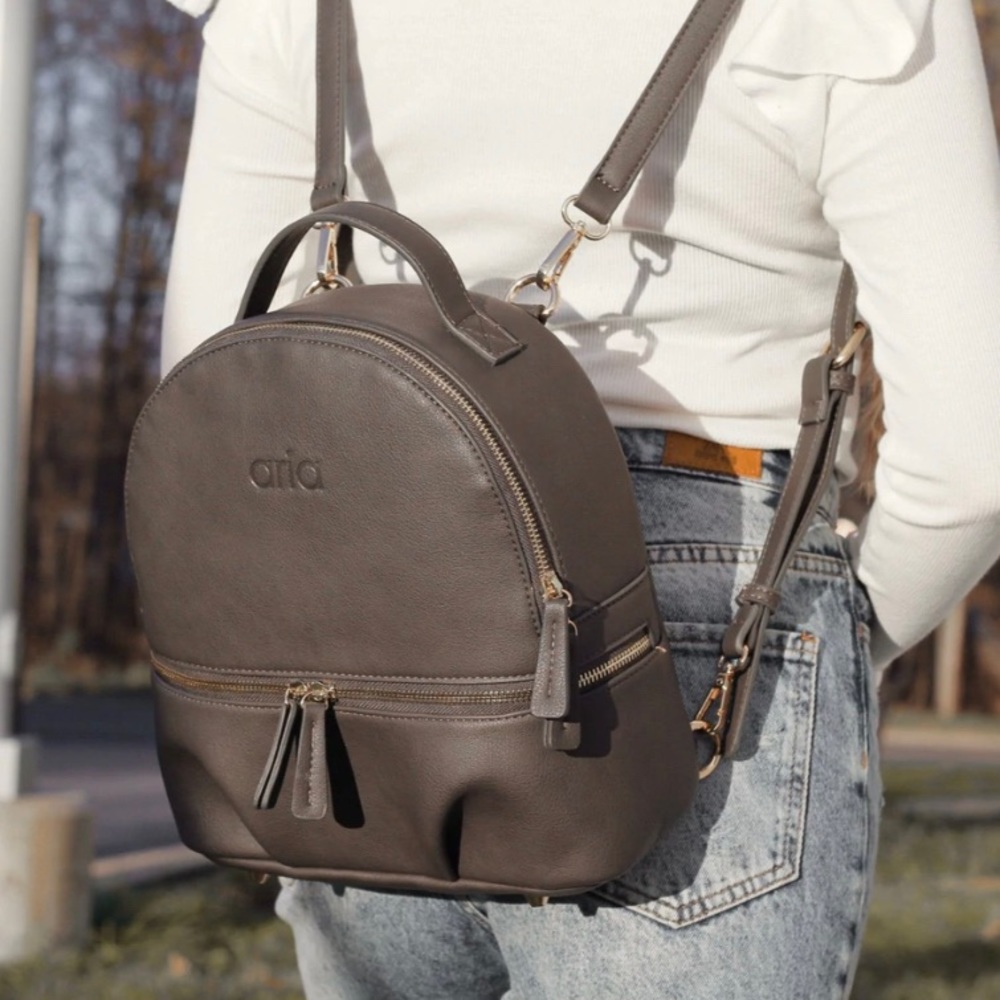 Hi Aria mini leather diaper bag backpack